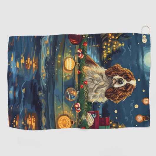 カバリエールキングチャールズクリスマスフェスティバル航海 ゴルフタオル (横)