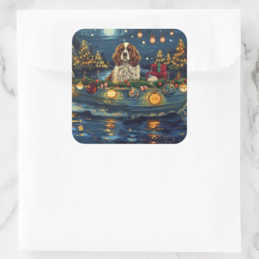 カバリエールキングチャールズクリスマスフェスティバル航海 スクエアシール (バッグ)