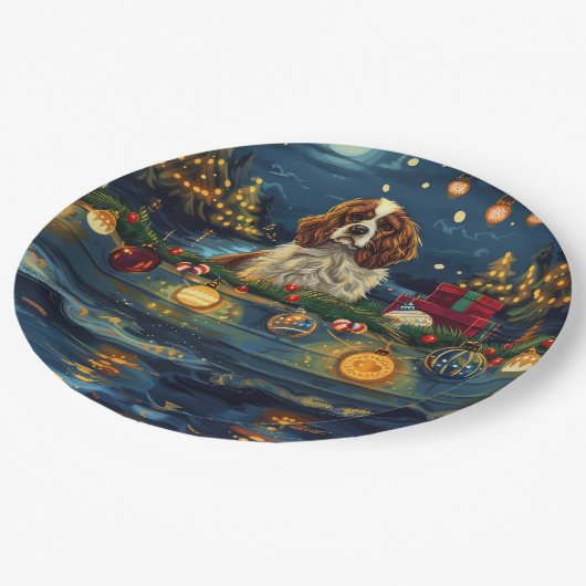 カバリエールキングチャールズクリスマスフェスティバル航海 ペーパープレート (アングル)