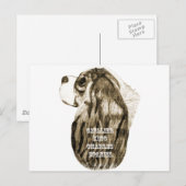 カバリエールキングチャールズスパニエル犬アンティークプロフィール ポストカード (正面/裏面)