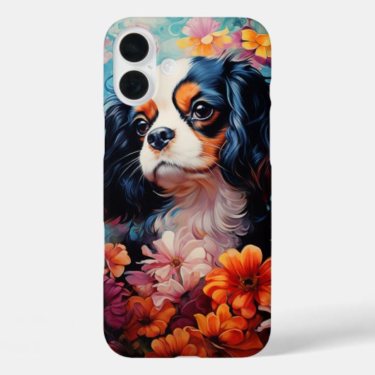 カバリエールキングチャールズスパニエル犬イン花 Case-Mate iPhoneケース (裏面)