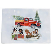 カバリエールキングチャールズスパニエル犬ウィンタートラック ラージペーパーバッグ (正面)