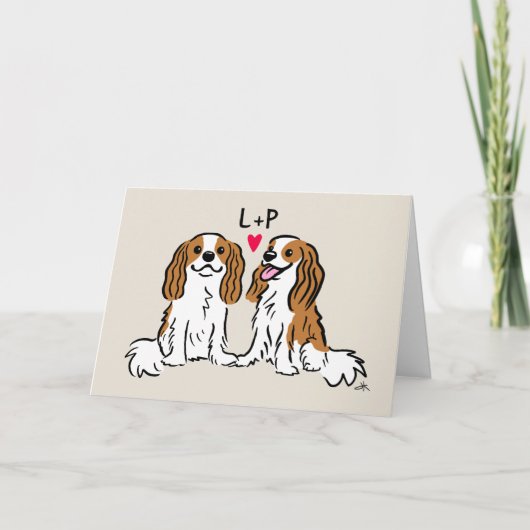 カバリエールキングチャールズスパニエル犬カスタムバレンタイン シーズンカード (正面)