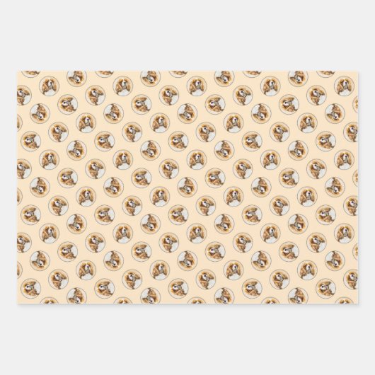 カバリエールキングチャールズスパニエル犬キャブドッグアト絵を描ルズ ラッピングペーパーシート (正面)