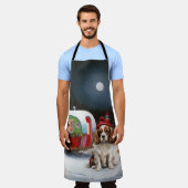 カバリエールキングチャールズスパニエル犬キャラバンクリスマス エプロン (着用した状態)