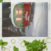 カバリエールキングチャールズスパニエル犬キャラバンクリスマス キッチンタオル (折り畳み)