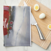 カバリエールキングチャールズスパニエル犬キャラバンクリスマス キッチンタオル (四つ折り)