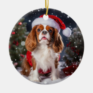カバリエールキングチャールズスパニエル犬クリスマスキープサケ セラミックオーナメント