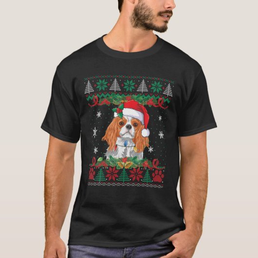 カバリエールキングチャールズスパニエル犬クリスマスサンタ醜い Tシャツ (正面)