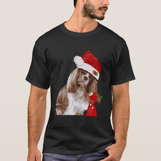 カバリエールキングチャールズスパニエル犬クリスマスシャツサン Tシャツ (正面)