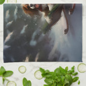 カバリエールキングチャールズスパニエル犬クリスマススススノー キッチンタオル (折り畳み)