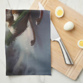 カバリエールキングチャールズスパニエル犬クリスマススススノー キッチンタオル (四つ折り)