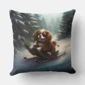 カバリエールキングチャールズスパニエル犬クリスマススススノー クッション (裏面)