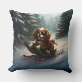 カバリエールキングチャールズスパニエル犬クリスマススススノー クッション (正面)