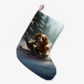 カバリエールキングチャールズスパニエル犬クリスマススススノー スモールクリスマスストッキング (正面 (吊り時))