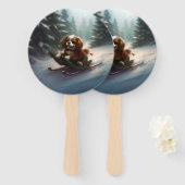 カバリエールキングチャールズスパニエル犬クリスマススススノー ハンドファン (正面&裏面)