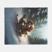 カバリエールキングチャールズスパニエル犬クリスマススススノー フリースブランケット (正面(横))