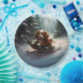 カバリエールキングチャールズスパニエル犬クリスマススススノー ペーパープレート (パーティー)