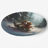 カバリエールキングチャールズスパニエル犬クリスマススススノー ペーパープレート (アングル)