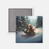 カバリエールキングチャールズスパニエル犬クリスマススススノー マグネット (正面/裏面)