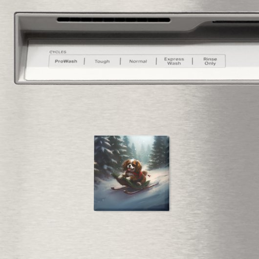 カバリエールキングチャールズスパニエル犬クリスマススススノー マグネット (インサイチュ (食洗機))