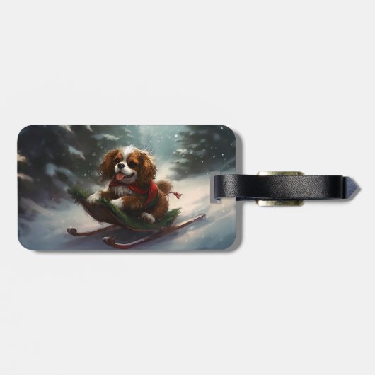 カバリエールキングチャールズスパニエル犬クリスマススススノー ラゲッジタグ (裏面横)