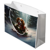 カバリエールキングチャールズスパニエル犬クリスマススススノー ラージペーパーバッグ (裏面アングル)