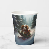 カバリエールキングチャールズスパニエル犬クリスマススススノー 紙コップ (裏面)