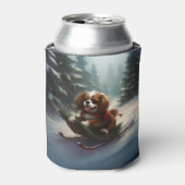 カバリエールキングチャールズスパニエル犬クリスマススススノー 缶クーラー (缶正面)