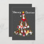 カバリエールキングチャールズスパニエル犬クリスマスツリークリスマス サンキューカード (正面/裏面)