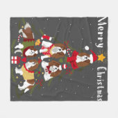 カバリエールキングチャールズスパニエル犬クリスマスツリークリスマス フリースブランケット (正面(横))