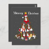 カバリエールキングチャールズスパニエル犬クリスマスツリークリスマス ポストカード (正面/裏面)
