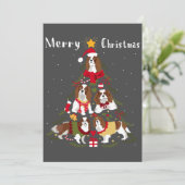 カバリエールキングチャールズスパニエル犬クリスマスツリークリスマス 招待状 (スタンド正面)