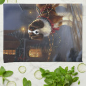 カバリエールキングチャールズスパニエル犬クリスマスフェスティバル キッチンタオル (折り畳み)