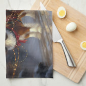 カバリエールキングチャールズスパニエル犬クリスマスフェスティバル キッチンタオル (四つ折り)