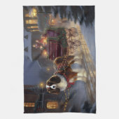 カバリエールキングチャールズスパニエル犬クリスマスフェスティバル キッチンタオル (縦)