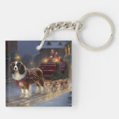 カバリエールキングチャールズスパニエル犬クリスマスフェスティバル キーホルダー (裏面)