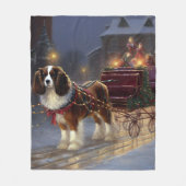 カバリエールキングチャールズスパニエル犬クリスマスフェスティバル フリースブランケット (正面)