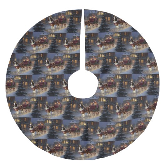 カバリエールキングチャールズスパニエル犬クリスマスフェスティバル ブラッシュドポリエステルツリースカート (正面)