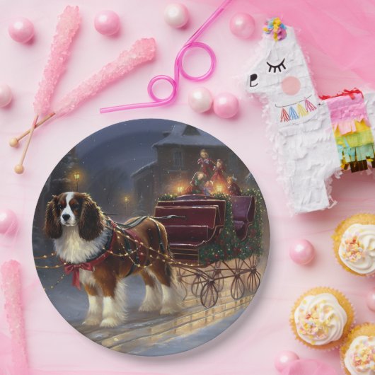 カバリエールキングチャールズスパニエル犬クリスマスフェスティバル ペーパープレート (パーティー)