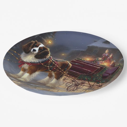 カバリエールキングチャールズスパニエル犬クリスマスフェスティバル ペーパープレート (アングル)