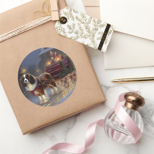 カバリエールキングチャールズスパニエル犬クリスマスフェスティバル ラウンドシール (ギフト)