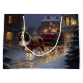 カバリエールキングチャールズスパニエル犬クリスマスフェスティバル ラージペーパーバッグ (正面)