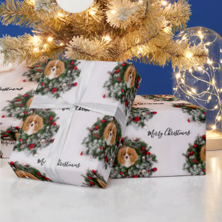 カバリエールキングチャールズスパニエル犬クリスマスリース ラッピングペーパー