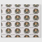 カバリエールキングチャールズスパニエル犬クリスマスリース ラッピングペーパー (フラット)