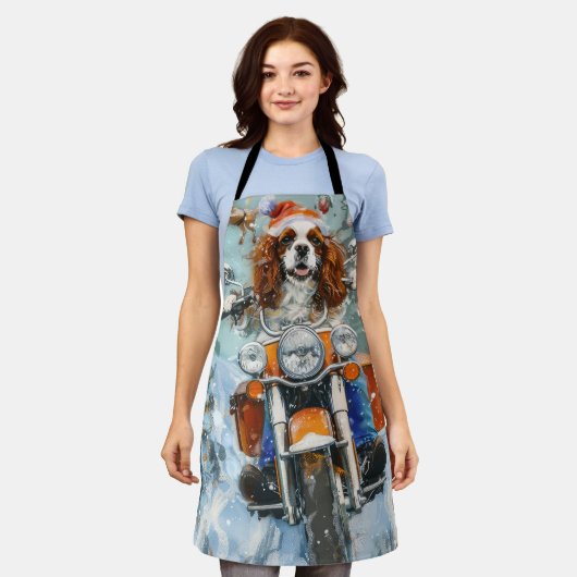 カバリエールキングチャールズスパニエル犬クリスマス エプロン (着用した状態)