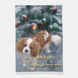 カバリエールキングチャールズスパニエル犬クリスマス キッチンタオル