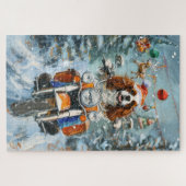 カバリエールキングチャールズスパニエル犬クリスマス ジグソーパズル (横)