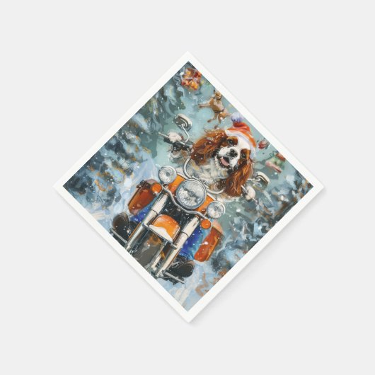 カバリエールキングチャールズスパニエル犬クリスマス スタンダードカクテルナプキン (角)