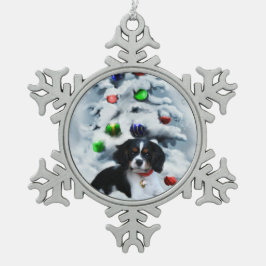カバリエールキングチャールズスパニエル犬クリスマス スノーフレークピューターオーナメント